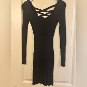 Derek Heart Black Long Sleeve Dress with Criss-Cross Back
